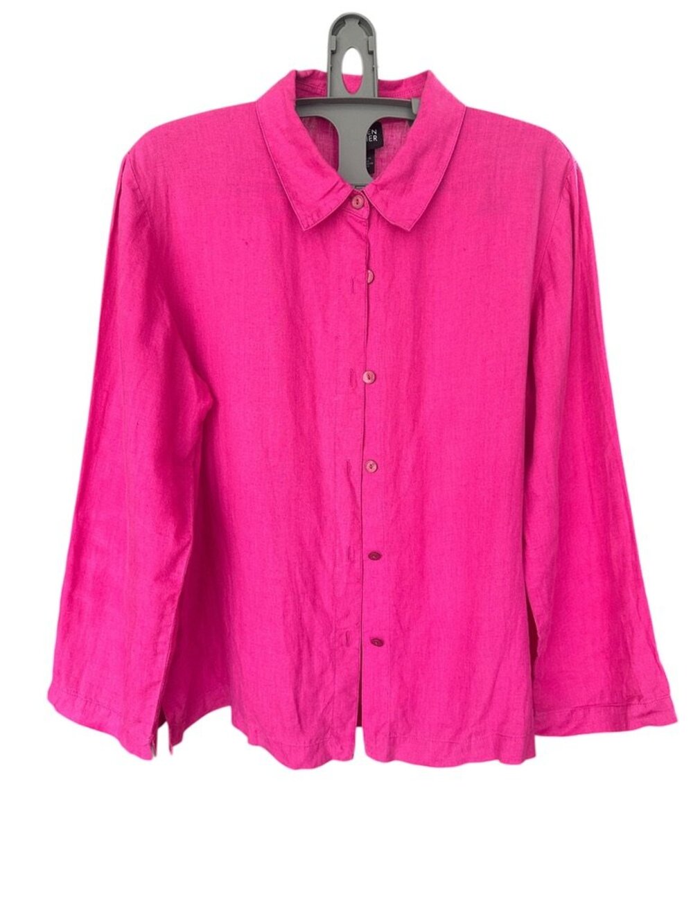 Eileen Fisher Women Small Top Cerice Irish Linen 3/4 Sleeve